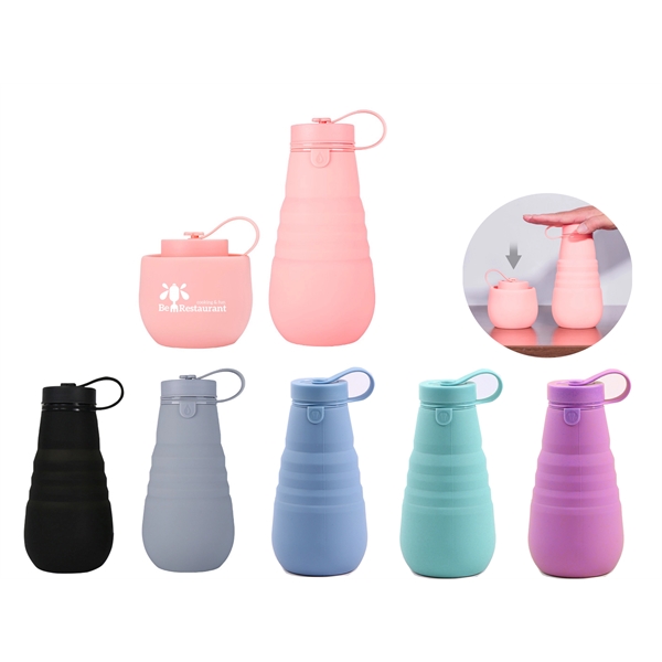 500Ml Silicone Folding Travel Cup With Lid