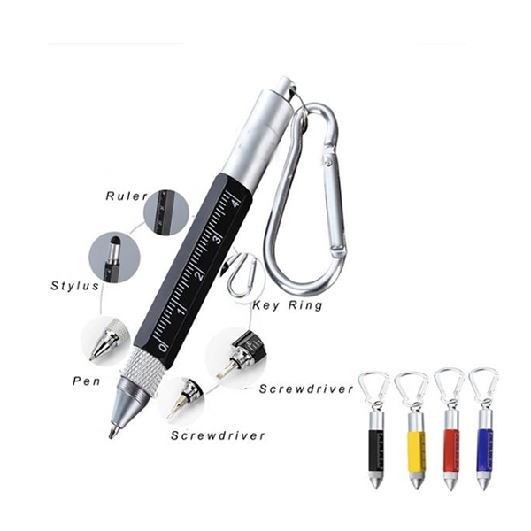 Multitool Touchscreen Pen With Ruler Carabiner Screwdriver