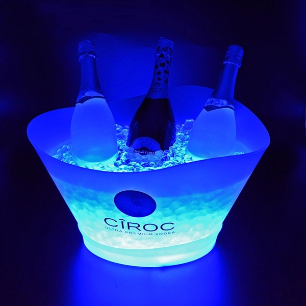 Large White Plastic LED Illuminated Light Up Ice Bucket - Image 3