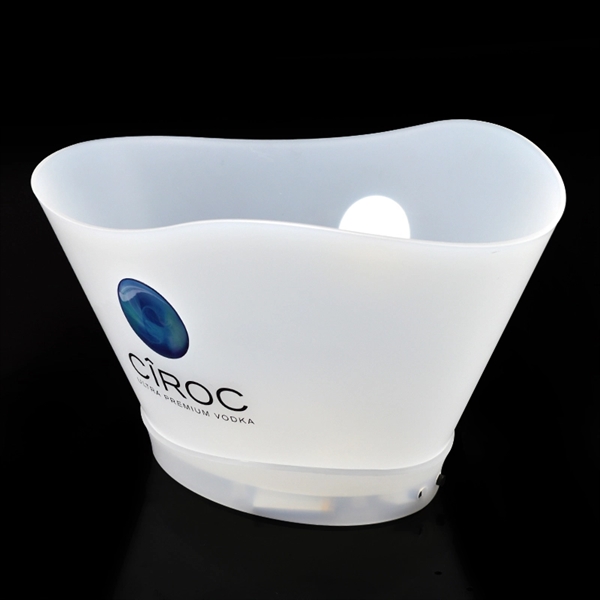 Large White Plastic LED Illuminated Light Up Ice Bucket - Image 4