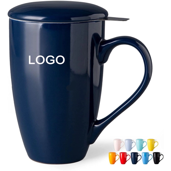 Ceramic 17Oz Tea Mug with Infuser and Lid