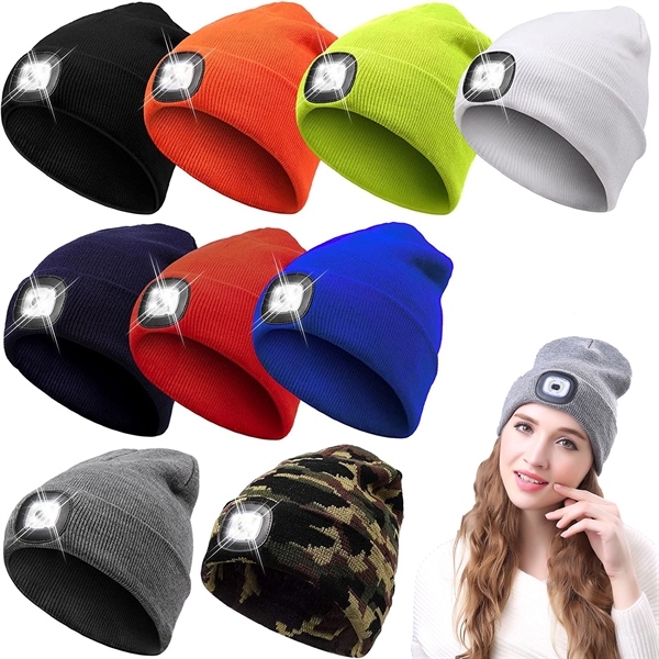 Outdoor LED Winter Knit Beanie Hat
