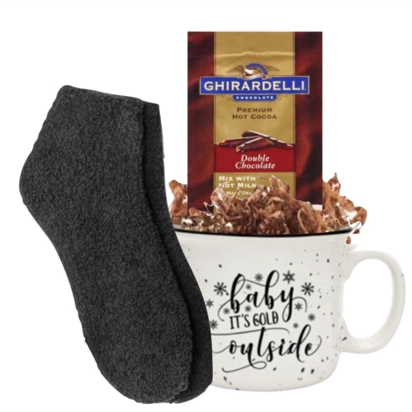 Camper Mug with Cocoa and Fuzzy Socks