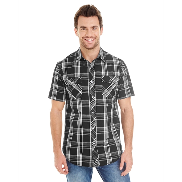 Burnside Men's Short-Sleeve Plaid Pattern Woven Shirt