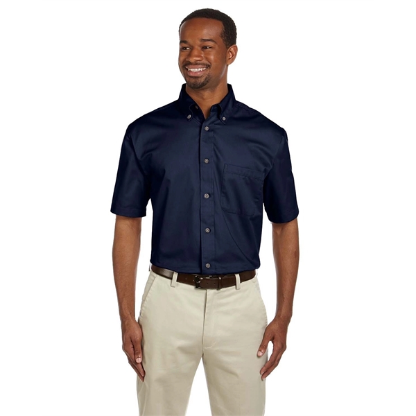 Harriton Men's Easy Blend™ Short-Sleeve Twill Shirt with ...