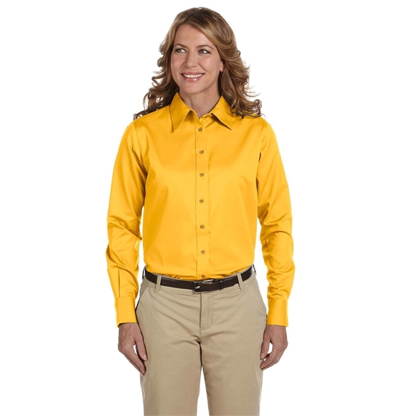 Harriton Ladies' Easy Blend™ Long-Sleeve Twill Shirt with...