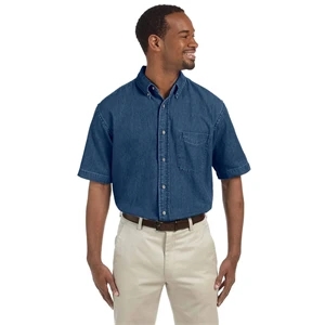 Harriton Men's Short-Sleeve Denim Shirt