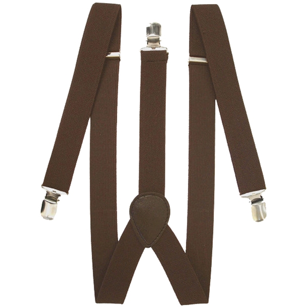 Brown Suspenders Clip On Elastic