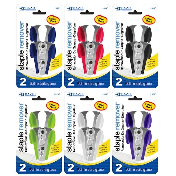 Staple Removers - 2 Piece Safety Lock Assorted Colors