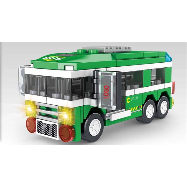 96pc assembling green city bus building blocks toy