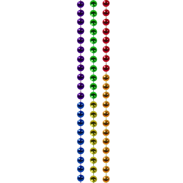 33" Rainbow (7mm) Segmented Mardi Gras Bead Necklace - Image 2
