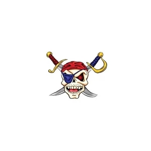 Pirate Skull and Cross Swords Temporary Tattoo