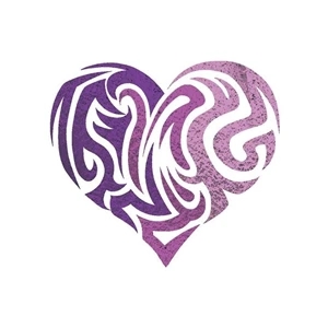 Purple Heart Color Metallic Tattoo