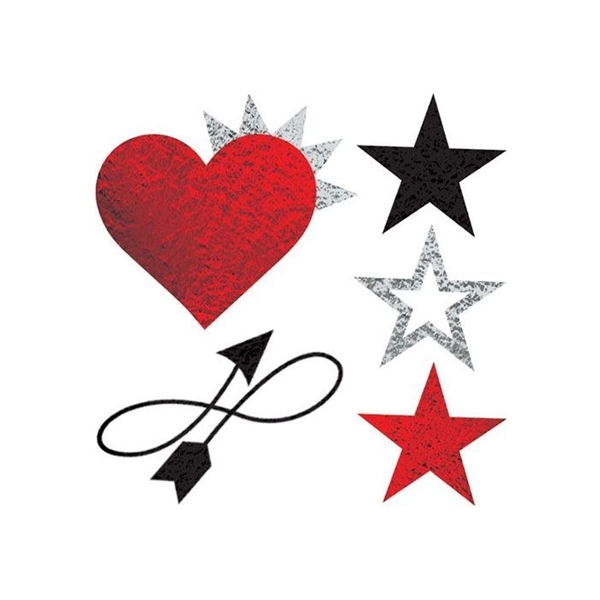 Metallic Hearts & Stars Temporary Tattoo