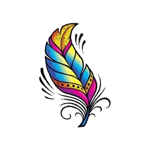 Radiant Feather Color Metallic Temporary Tattoo