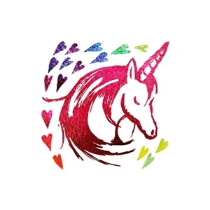 Metallic Rainbow Love Unicorn Tattoo