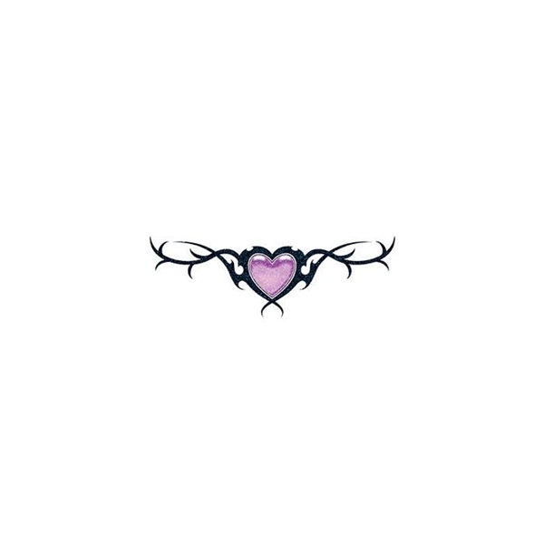 Glitter Purple Heart and Barbed Wire Temporary Tattoo