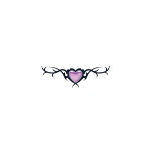 Glitter Purple Heart and Barbed Wire Temporary Tattoo
