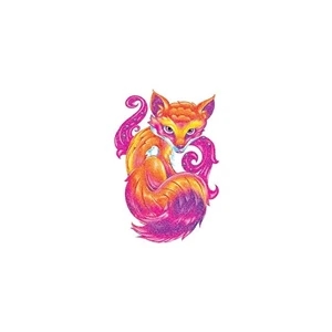 Glitter Purple and Orange Fox Temporary Tattoo