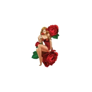 Red Pin-up Girl Temporary Tattoo