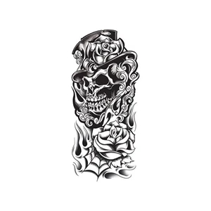 Grim Reaper Black & White Skull Tattoo