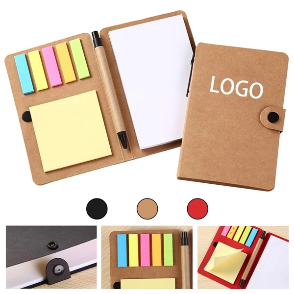 Button Kraft Paper Notepad With Pen