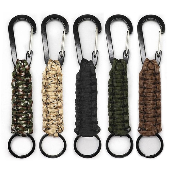 Military Braided Paracord Carabiner Keychain Clip
