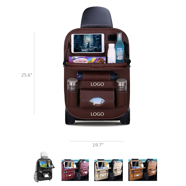 Car Seat Storage Organizer Bag With Foldable Table Trayt