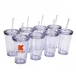 Clear Plastic Cups Tumbler with Lids and Straw