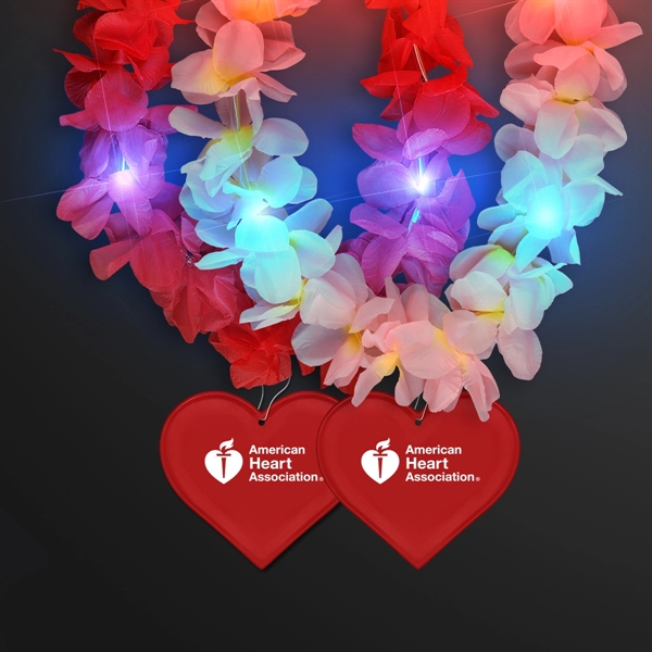 Light Up Hawaiian Leis with Custom Heart Medallion - Image 1