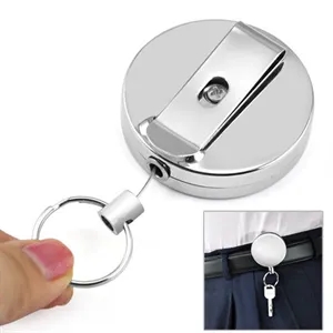 Solid Metal Retractable Badge Reel with Key Ring - Brilliant