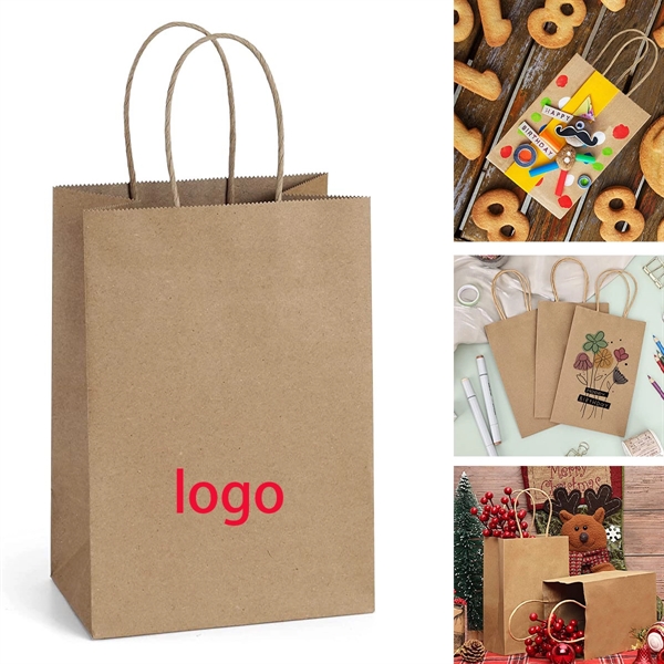 Square Bottom Recyclable Kraft Brown Paper Bags With Handles