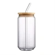 Glass Cup (16oz) Bamboo Lid with Straw [Clear + Durable]