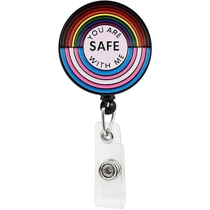 You Are Safe With Me Reel Retractable Badge Pride Lapel Pin