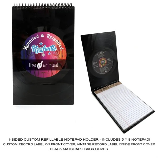 Refillable Recycled Record Notepad Holder - 1-Sided Custom