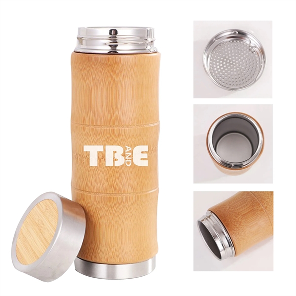 Bamboo Thermos Stainless Steel Double Wall Drink Bottle
