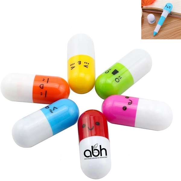 Writing Capsule Pill Shape Ballpoint Plastic Pen