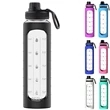 32 oz Glass Water Bottle with Time Marker Reminder and Silicone