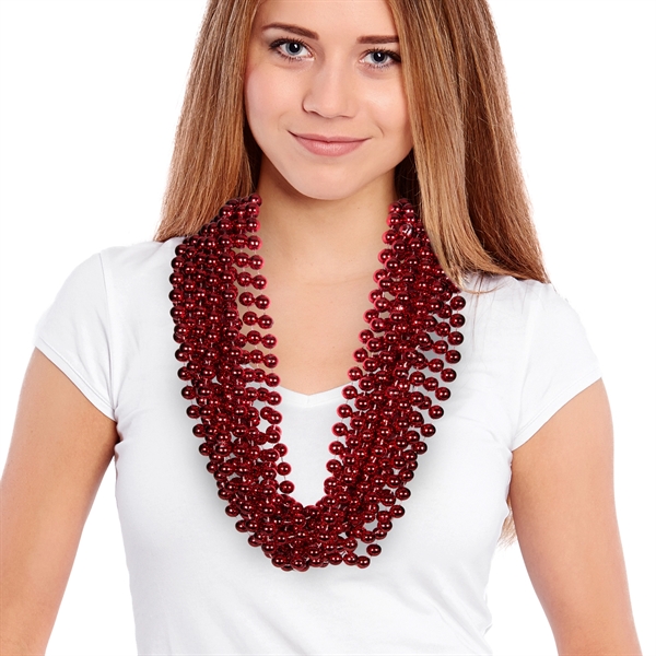 Red 33" 12mm Bead Necklaces - Image 1