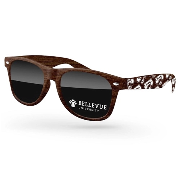 Faux-wood Retro Sunglasses w/ 1-color imprints - Image 1
