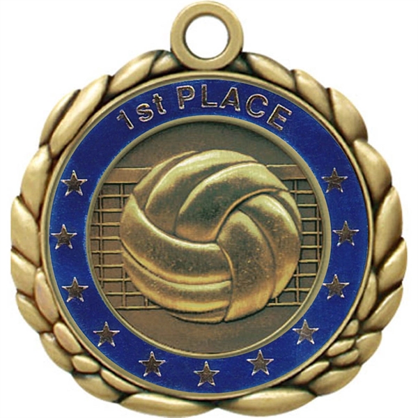 2 1/2" Quali-Craft Volleyball Medallion - Image 2