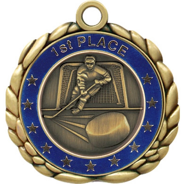 2 1/2" Quali-Craft Hockey Medallion - Image 2