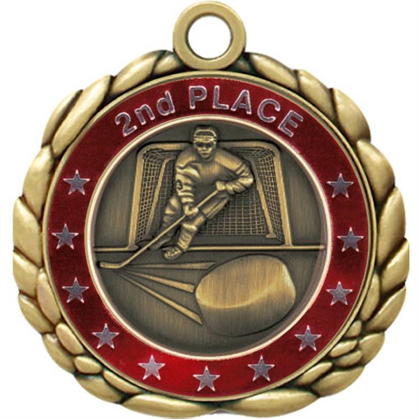 2 1/2" Quali-Craft Hockey Medallion - Image 3
