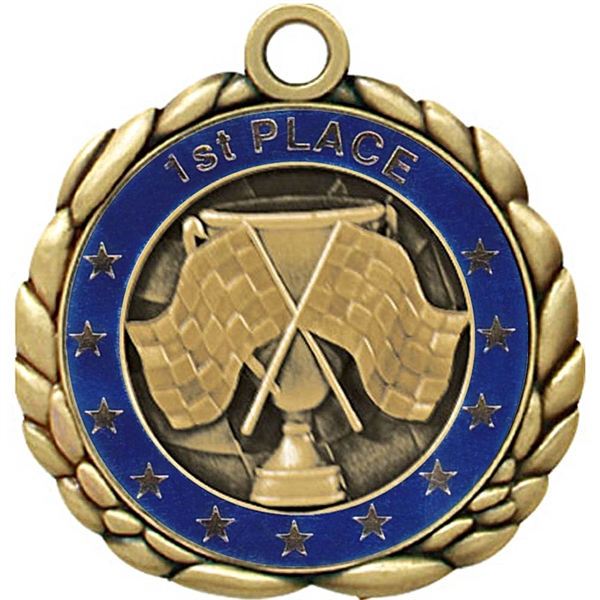 2 1/2" Quali-Craft Checkered Flag Medallion - Image 2