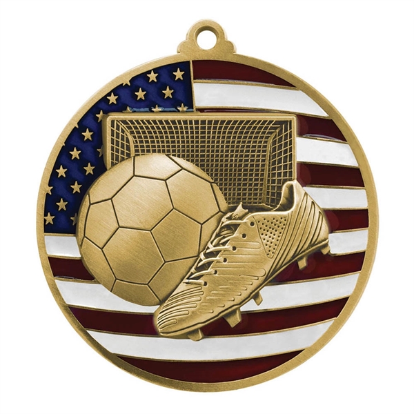 2 3/4" Soccer Patriotic Medallion - Image 1