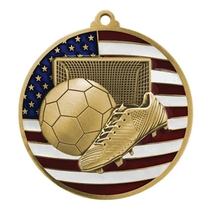 2 3/4" Soccer Patriotic Medallion