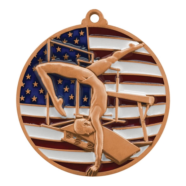 2 3/4" Gymnastics Patriotic Medallion - Image 2