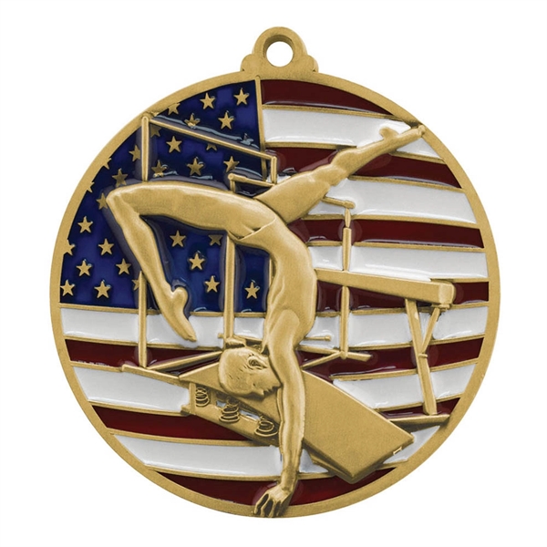2 3/4" Gymnastics Patriotic Medallion - Image 1