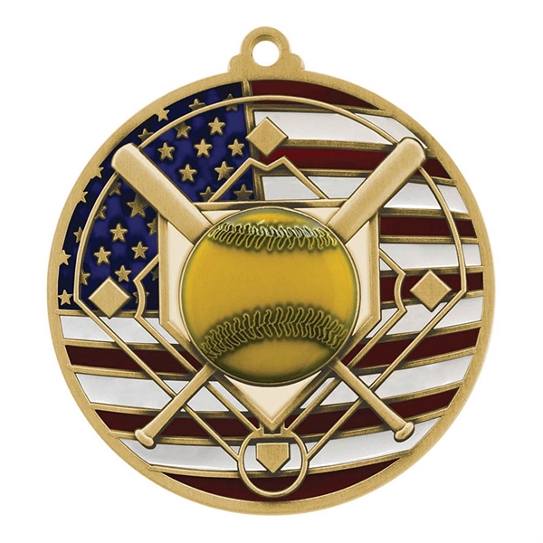 2 3/4" Softball Patriotic Medallion - Image 1