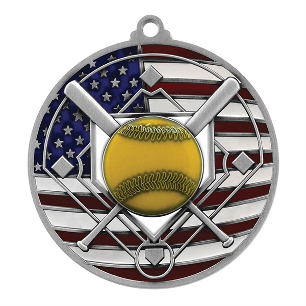 2 3/4" Softball Patriotic Medallion - Image 2
